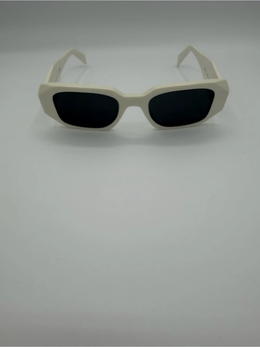 Prada White Glossy Frame Sunglasses with Dark Lenses